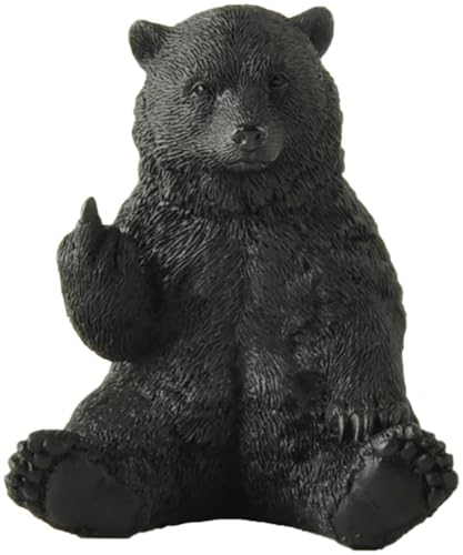 Black Bear Middle Finger Figurine, Hilarious Funny Resin Bear Statue - color: Black, size: 3 inch