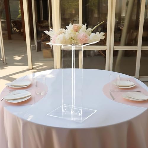 Efavormart 24" Heavy Duty Acrylic Wedding Display Stand with Square Bases, Clear Plexiglass Flower Pedestal Stand - 10mm Thick Plate - size: 24"