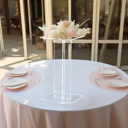 Efavormart 24" Heavy Duty Acrylic Wedding Display Stand with Square Bases, Clear Plexiglass Flower Pedestal Stand - 10mm Thick Plate - size: 24"