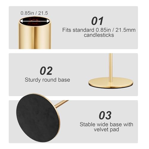 zeochyni Set of 24 French Gold Taper Candle Holder Bulks for Wedding, Party - color: French Gold, size: Set of 24