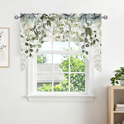 Sage Green Eucalyptus Leaves Swag Curtains 1 Panel, 56x36 in - color: Eucalyptus Leaves-green, size: 56"W x 36"L (Pack of 1)