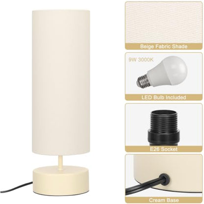 Touch Control Table Lamp, 3 Way Dimmable Bedside Lamp, Modern Desk Lamp - color: Cream Base with Beige Shade