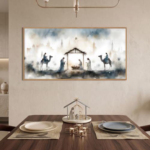 DRACIT Catholic Jesus Nativity Scene Framed Canvas Wall Art Set-20"x40" - color: Jesus Nativity Wall Art, size: 40"L x 20"W