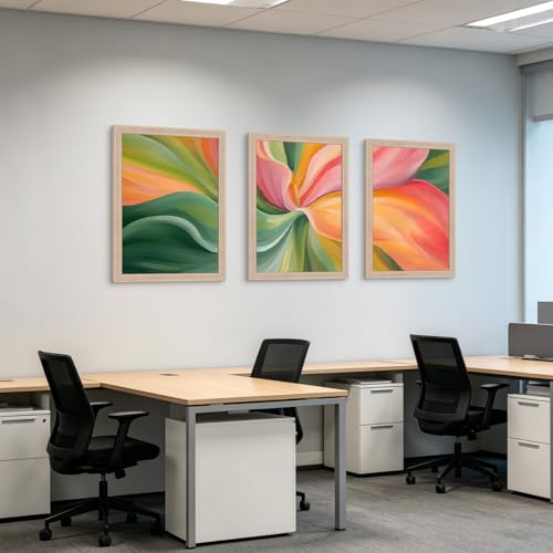 Framed Abstract Floral Canvas Wall Art 3 Pcs Botanical Decor 12x16 Inch