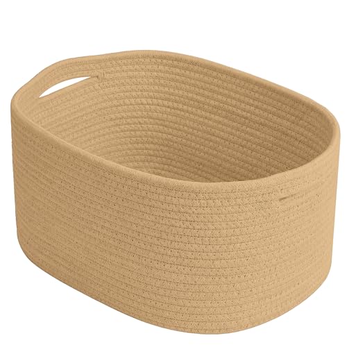 ECDYQXVU 15x10x9 Inch Woven Cotton Rope Storage Basket, 1 Pack - color: Jute/Brown, size: 1 Pack