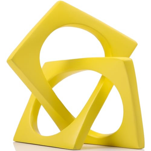 Jax Geometric Yellow Knot Statue Decor, Home Bookcase Centerpiece and Tabletop Sculpture, For Home Decor Accent Cube Ornaments - color: Yellow