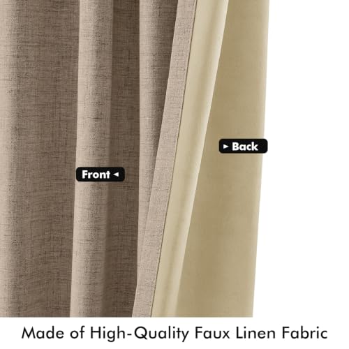 MIULEE 100% Blackout Linen Curtains 42 x 63 Inch Copper Brown 2 Panels - color: Copper Brown, size: 42"W x 63"L (Pack of 2)