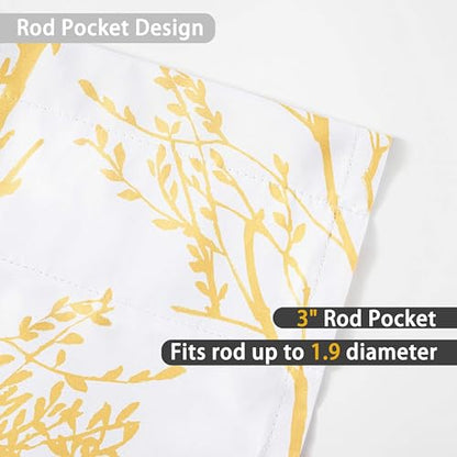 DriftAway Tree Branch Lined Valance Double Layer Blackout Thermal Insulated Abstract Ink Printing Window Curtain Valance Rod Pocket 52 Inch by 18 Inch Plus 2 Inch Header Yellow 1 Pack - color: Yellow, size: 52"W x 18"L (Pack of 1)