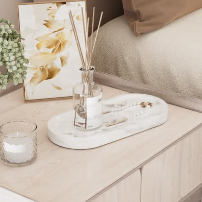 Decorative Trays with Natural Patterns,9.8x4.7x0.7in,Carrara White - color: Carrara White