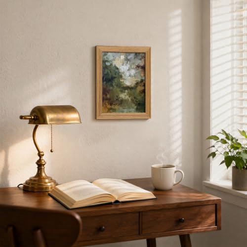 Framed Abstract Wall Art Green Landscape Canvas Print - color: painting, size: 10"L x 8"W