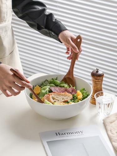 Kanwone Large Serving Bowls - 9.5 inch, 90oz Ceramic Salad Bowls, Fruit Bowls, Pasta, Soup Bowls, Set of 2, Serving Bowls for Entertaining, Microwave and Dishwasher Safe, White - color: White, size: 9.5 Inch
