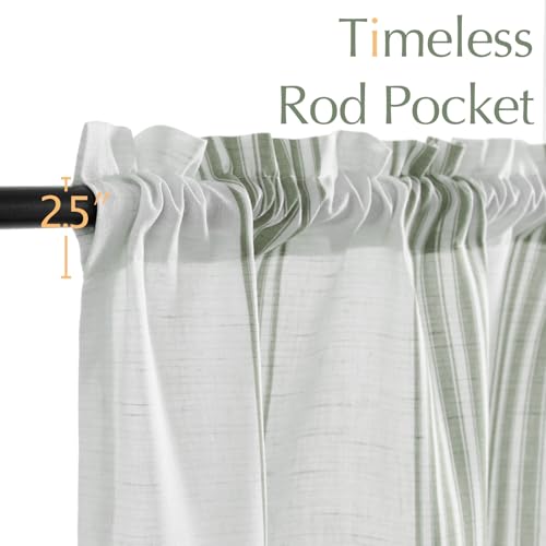 jinchan Linen Balanced Stripe Valances for Window 16 inch,Green,1 Panel - color: Balanced Stripe | Green, size: 50"W x 16"L (Pack of 1)