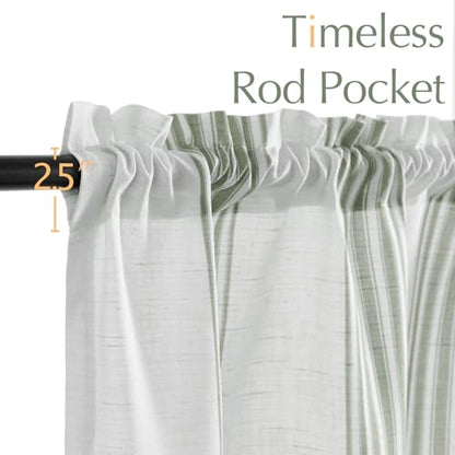 jinchan Linen Balanced Stripe Valances for Window 16 inch,Green,1 Panel - color: Balanced Stripe | Green, size: 50"W x 16"L (Pack of 1)