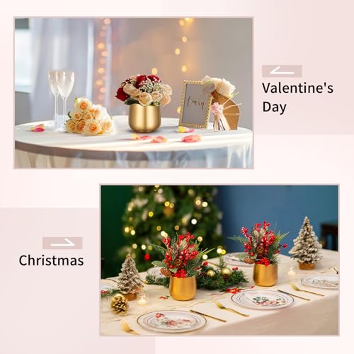 NUPTIO Gold Compote Vases Centerpiece, 4" Small Planter, 2 Pcs - color: Style 1#, size: 3.9in Tall-2pcs