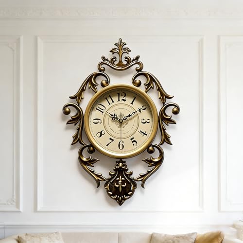 SIN&MI Vintage Retro Wall Clock for Living Room- Digital Clock Silent Quartz Movement Decorative Antique Clock for Home Decor, Living Room & Bedroom 21" x 15" - color: Bronze, size: 21*15Inch