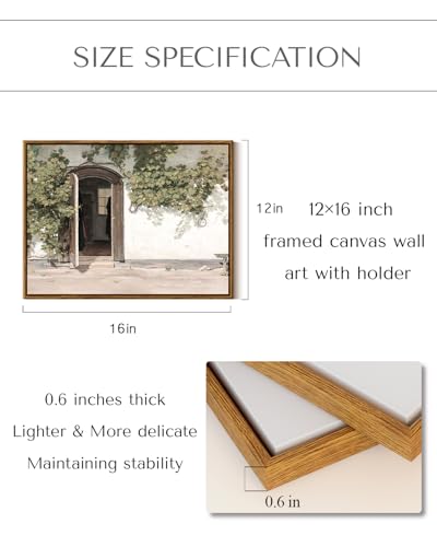 InSimSea Framed Canvas Wall Art Vineman Climbing The Walls Farmhouse Wall Decor Opening Door Painting Canvas Print Art Home Decor Aesthetic For Bedroom Bathroom Office 12x16in - color: Climbing Vine, size: 16"L x 12"W