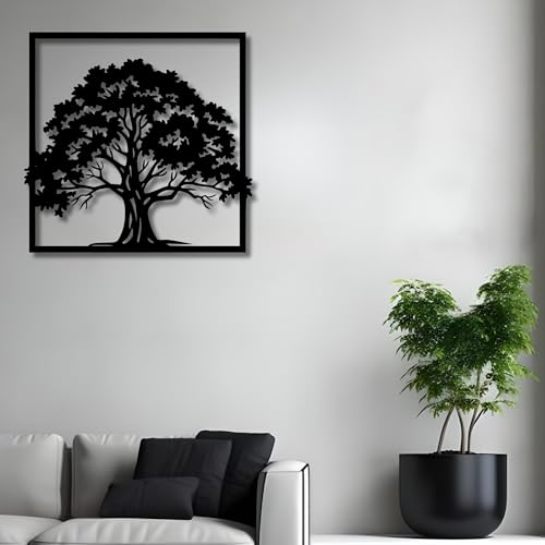 Tree of Life Metal Wall Art Decor | 17'' x 17'' x 0.05'' Tree Art Themed Wall Decorations | Handmade Indoor and Outdoor Wall Art (Tree, Black) - size: 17'' x 17'', style: Tree of life