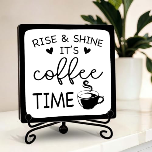 Minimalism Coffee Bar Decor, 5"x5" Coffee Bar Sign - color: Pure Soft Ivory