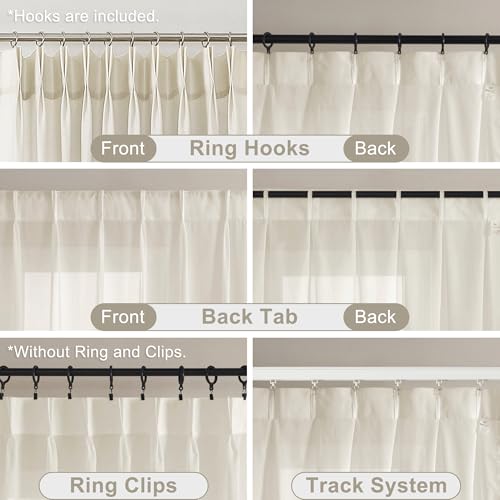 WEST LAKE Cream Pinch Pleat Sheer Window Curtains 90 Inches Long - color: Egret Ivory, size: 58"W x 90"L (Pack of 2)