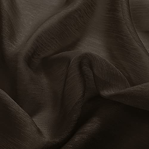 DONREN Chocolate Brown Faux Linen Semi Sheer Transparent Window Curtain Grommet Panels for Bedroom, Living Room(2 Panels,52 W x 63 inch Long) - color: Chocolate Brown, size: 52"W x 63"L (Pack of 2)