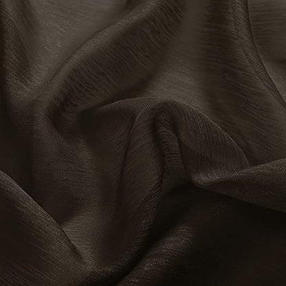 DONREN Chocolate Brown Faux Linen Semi Sheer Transparent Window Curtain Grommet Panels for Bedroom, Living Room(2 Panels,52 W x 63 inch Long) - color: Chocolate Brown, size: 52"W x 63"L (Pack of 2)