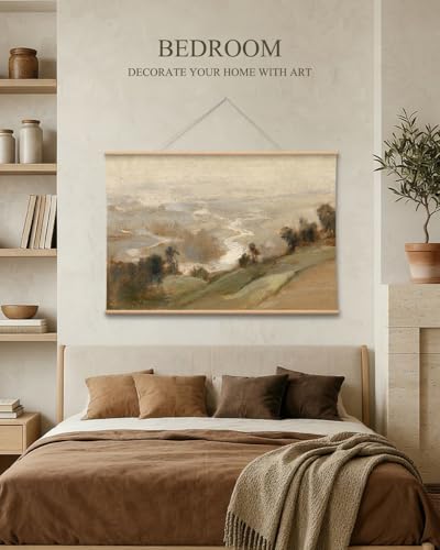 VIYYIEA Extra Large Canvas Wall Art - Abstract River Landscape, 54x36 Inch - color: Golden Loess Hillslope