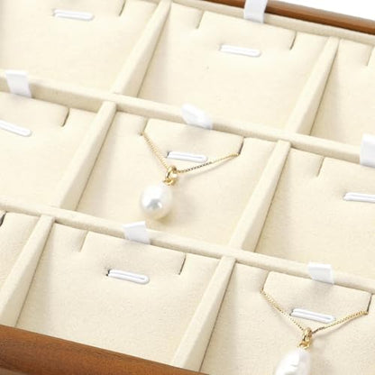 Oirlv Wood Jewelry Pendant Display Tray - color: Cream, size: 12 insert