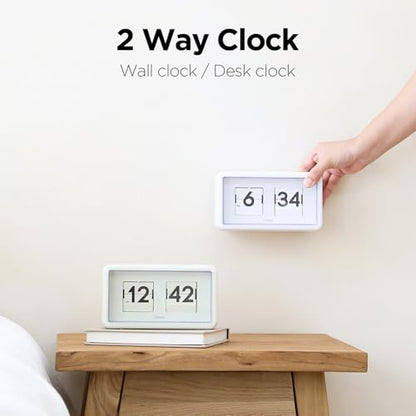 mooas Newtro Flip Desk Clock, Battery Powered, Wall/Desk (Cream) - color: Cream