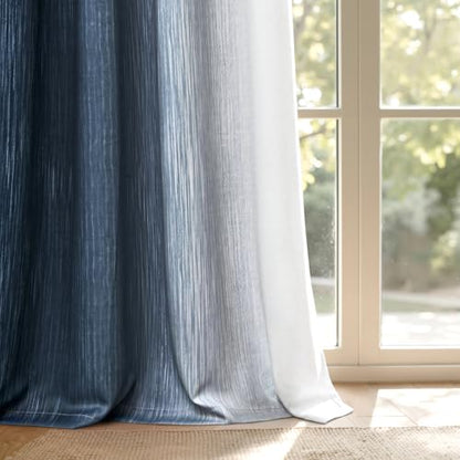MIULEE Navy Blue and Greyish White Ombre Blackout Curtains 52Wx63L Set of 2 - color: Navy Blue and Greyish White, size: 52"W x 63"L (Pack of 2)