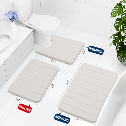 Buganda Memory Foam Bath Mat 31.5 x 20, Ultra Soft Absorbent Bathroom Rugs - color: Cream, size: 31.5" X 20"