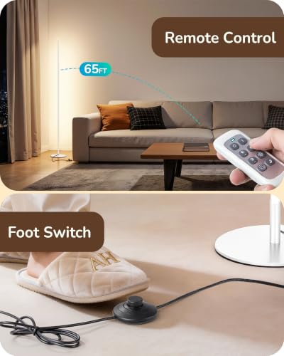 EDISHINE 2 Pack 57.5” Floor Lamps with Remote, Stepless Dimmable & 7 CCT - color: White