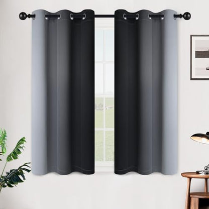 SimpleHome Ombre Black to Grey White Curtains for Living Room 42Wx45L - color: Black, size: 42"W x 45"L (Pack of 2)