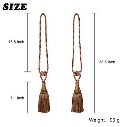 BEL AVENIR 2 Pack Tassel Curtain Tiebacks Handmade Holdbacks (Coffee) - color: Coffee, size: 2 Pack