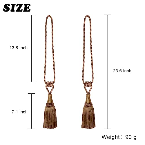 BEL AVENIR 4 Pack Tassel Curtain Tiebacks Handmade Holdbacks (Coffee) - color: Coffee, size: 4 Pack