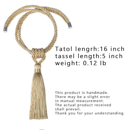 2 Pack Curtain Tiebacks Handmade Tassel Rope Curtain Holdbacks - color: Gold, size: 2 Pack