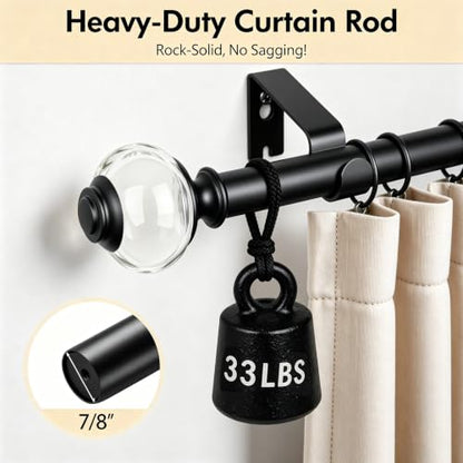 USFOOK Curtain Rods, Drapery Rods for Windows 48 to 84, Matte Black - color: Matte Black, size: 48-84"