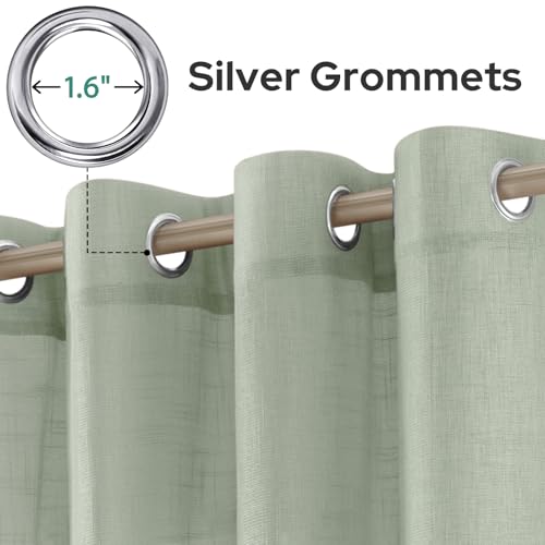 HOMEIDEAS Sage Green Linen Textured Sheer Curtains, 52 X 96 Inch, 2 Panels - color: Sage Green, size: 52"W x 96"L (Pack of 2)