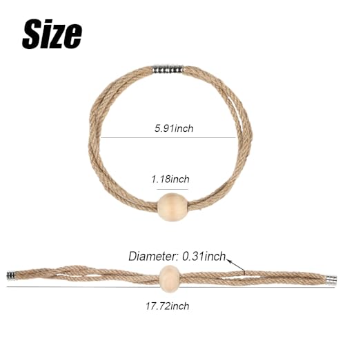 BEL AVENIR Jute Magnetic Curtain Tiebacks, Boho Farmhouse Curtain Tie Backs - color: Jute-1 Bead