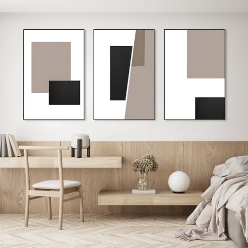 Large Framed Modern Wall Art,Black White Paintings 24 X 32 In X 3 Piece - color: Black White Grayish