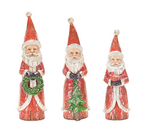 Melrose Modern Home Decorative Santa (Set of 3) 8.5" H, 9.75" H, 10.25" H Resin
