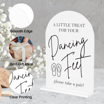 Dancing Feet Sign, Wedding Flip Flops Sign, Wedding Engagement Bridal Shower Reception Party Table Desk Acrylic Decor 8 - color: Dancing Feet