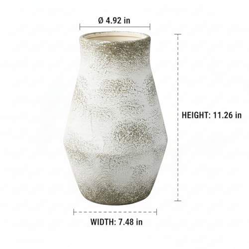 Grey Rustic Ceramic Vase, 11 Inch - color: Rustic Gray, size: 11 inch