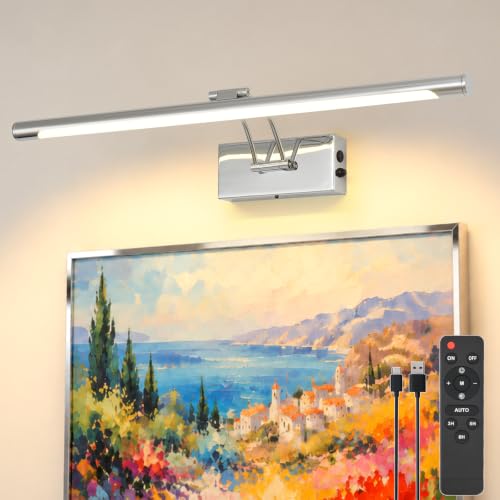 Battery Operated Picture Light for Wall,Chrome 23.6-Inch - color: Chrome, size: 23.6 Inch