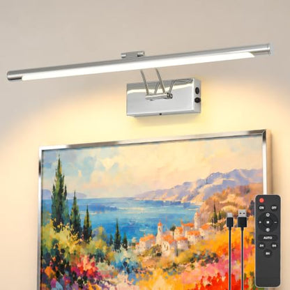 Battery Operated Picture Light for Wall,Chrome 23.6-Inch - color: Chrome, size: 23.6 Inch