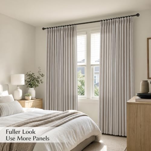 Semi Sheer Pinch Pleated Linen Curtains for Living Room 90 Inches, Greige - color: Greige, size: 40"W x 90"L (Pack of 2)