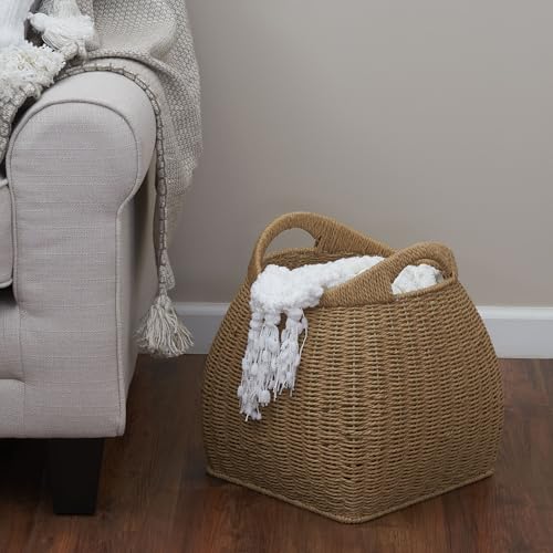 Household Essentials Paper Rope Basket with Handles, Natural - color: Natural Paper Rope