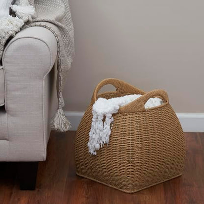 Household Essentials Paper Rope Basket with Handles, Natural - color: Natural Paper Rope
