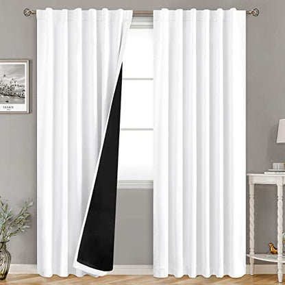 BGment Pure White Blackout Living Room Curtains 84 inches Long for Bedroom - color: Pure White, size: 52"W x 84"L (Pack of 2)