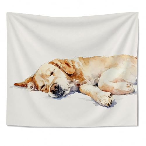 WDSFHYJK Cute Sleeping Golden Retriever Tapestry Wall Hanging, Golden Retriever Lover Gifts, Dog Lover Owner Gifts Wall Tapestry Backdrop for Kids Room Bedroom Home Decor, 50x60 Inch - color: Many colors-Sleeping Golden Retriever
