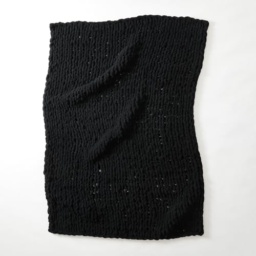 WESHIONGOO Chunky Knit Blanket Throw for Couch Bed 51"×63" Black - color: Black, size: 51"x63"(Large Size Throw)
